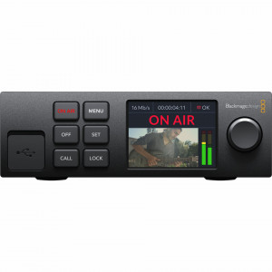 Procesor autonom de streaming Blackmagic Streaming Encoder HD cu panou de control frontal display LCD si conexiuni 12G-SDI