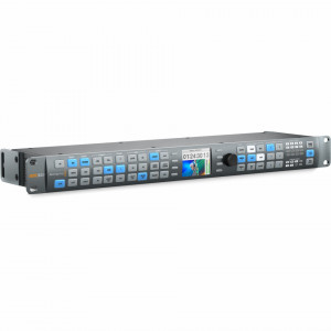 Procesor video profesional Blackmagic Design Teranex AV cu panou frontal iluminat, ecran LCD color si conexiuni spate 12G-SDI si HDMI