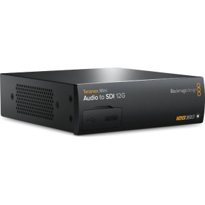 Convertor profesional Blackmagic Design Teranex Mini Audio to SDI 12G cu intrări audio XLR și RCA și panou cu mini switch-uri