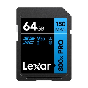 Card de Memorie 64GB, Lexar SDXC 800x Pro UHS-I cards, C10 (V30) U3, R150 MB/s
