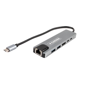 Caruba CUSB 9, Hub USB-C 6-in-1, 2x USB A (3.0, 2.0) + 1x HDMI 4K/30Hz + 1x Ethernet RJ45 100Mbps