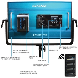 Dracast X Series LED2000, Panou LED RGB, 51.3 x 31 cm, 120W