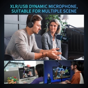 Feelworld PM1-XS Negru, Microfon Dinamic Cardioid, RGB, XLR si USB-C