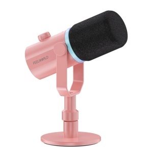 Feelworld PM1-XS-P Roz, Microfon Dinamic Cardioid, RGB, XLR si USB-C