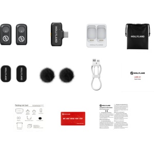 Hollyland Lark A1 Mini Duo USB-C, Sistem microfon wireless, 2 persoane, 2.4 GHz, culoare Space Gray