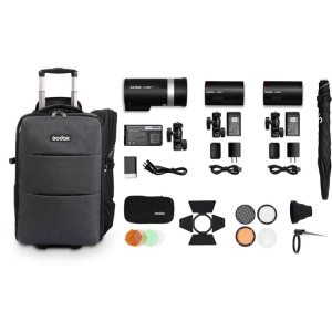 Kit Godox AD-K1 cu geanta troller, blitzuri AD300Pro si AD100Pro, cabluri, filtre si accesorii foto