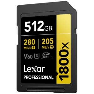 Card de memorie Lexar Professional 1800x SDXC UHS-II, 512GB, 280MB/s, V60