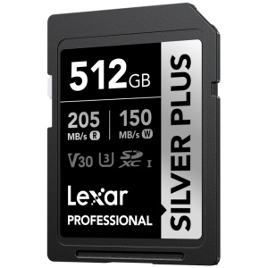 Lexar Silver Plus 512GB, SDXC UHS-I, R205W150, V30, U3, 1066x - Card de Memorie