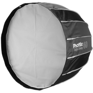 Phottix Raja Deep Quick-Folding 60 cm, Umbrela softbox cu Grid, montura Bowens