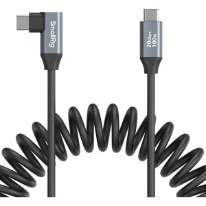 SmallRig 4792, Cablu USB-C 3.2 Gen 2x2, drept la unghi drept, spiralat, 35cm