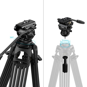 SmallRig 5443, Trepied video din Carbon, 186cm, sarcina 8kg