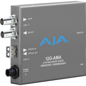 AJA 12G-AMA-TR, Audio Embedder/Disembedder, 12G-SDI cu LC Fiber Transceiver