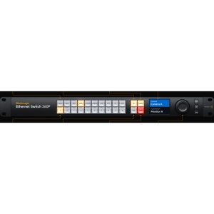 Switch de retea broadcast Blackmagic Design Ethernet Switch 360P cu panou de control frontal si display LCD color