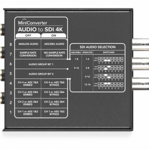 Convertor audio profesional Blackmagic Design Mini Converter Audio to SDI 4K cu intrari jack 1/4 inch si conexiuni BNC SDI
