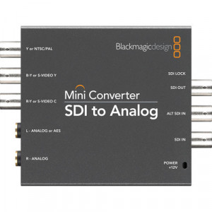 Convertor video profesional Blackmagic Design Mini Converter SDI to Analog cu indicatoare pentru conexiuni si comutatoare mini