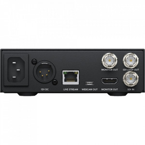 Procesor autonom de streaming Blackmagic Streaming Encoder HD cu panou de control frontal display LCD si conexiuni 12G-SDI