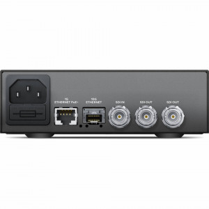Convertor video broadcast Blackmagic Design Teranex Mini IP Video 12G panou frontal si conexiuni spate