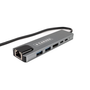 Caruba CUSB 9, Hub USB-C 6-in-1, 2x USB A (3.0, 2.0) + 1x HDMI 4K30Hz + 1x Ethernet RJ45 100Mbps