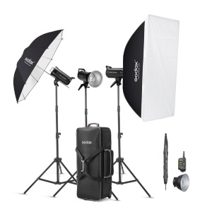 Godox SK400IIV-D, Kit 3 Blițuri SK400II-V cu stative, softbox și umbrele