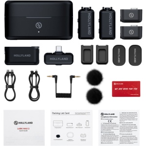 Hollyland Lark MAX 2 Combo, Sistem microfon wireless on-camera, 2 persoane, timecode