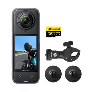 Insta360 X4 360° 8K Motorcycle Kit, Camera de actiune cu accesorii pentru motocicleta si card de memorie 128GB