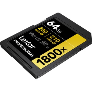 Lexar SDXC Professional 1800x, Card de memorie SD 64GB, UHS-II, U3, R280W210, V60