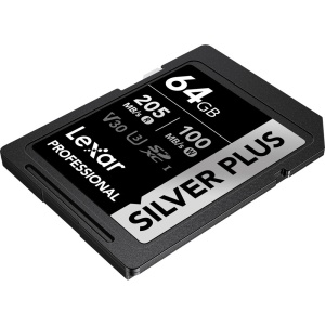 Lexar SDXC Pro Silver PLUS, Card de memorie SD 64GB, UHS-I, U3, R205/W100, V30