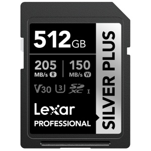 Lexar Silver Plus 512GB, SDXC UHS-I, R205W150, V30, U3, 1066x - Card de Memorie