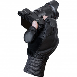 Mănuși Fotografice din Piele Hatchet, Negru XL