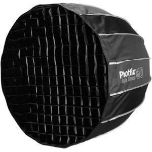 Phottix Raja Deep Quick-Folding 60 cm, Umbrela softbox cu Grid, montura Bowens