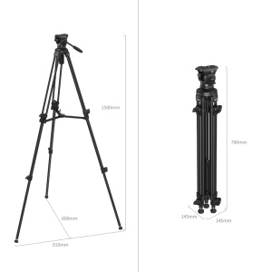 SmallRig 4684, AD-50 Lite, Kit trepied din aluminiu, 75-158 cm, cu cap fluid