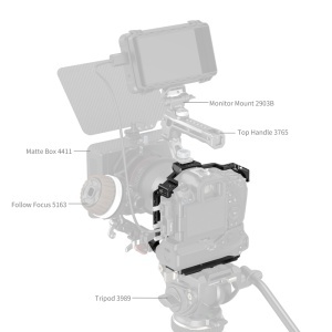 SmallRig 5623, Full Cage pentru Canon EOS R5 Mark II, Grip BG-R20, Placa Arca-Swiss