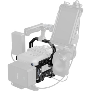 Kit cage profesional SmallRig 5801 pentru camera video Sony FX6 cu placa de baterie V-Mount si accesorii de montare