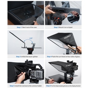Teleprompter FeelWorld TP21, Ecran 21, Sticla Beam Splitter 7030, Control Bluetooth