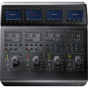 Panou de control CCU Blackmagic Design ATEM Camera Control Panel cu 4 joystick-uri pe 3 axe si ecrane LCD frontale