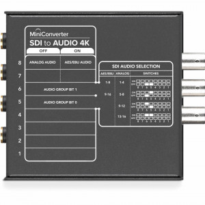 Convertor profesional Blackmagic Design Mini Converter SDI to Audio 4K cu conexiuni 6G-SDI si iesiri audio jack de 1/4 inch