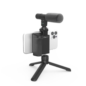 Digipower Follow Me, Kit Vlogging cu Microfon (Jack 3,5mm), Lampa LED, Grip Telefon, Telecomanda Wireless, Trepied
