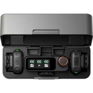 DJI Mic 3, Sistem microfon wireless 2 persoane, USB-C, cu carcasa de incarcare