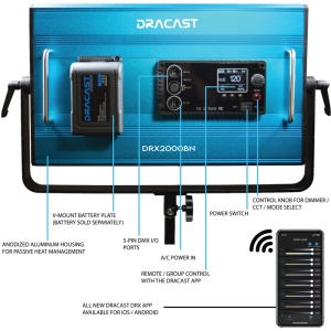 Dracast X Series LED2000, Panou LED Bi-Color, 51.3 x 31 cm, 120W