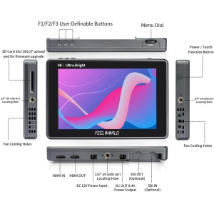 FeelWorld L7, Monitor Touchscreen On-camera , 7 inch, 2200nits, 4K HDMI