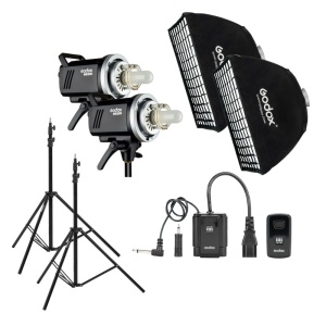 Godox Anniversary Kit MS300, Kit 2 Blituri cu stative si softbox-uri