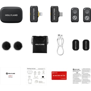 Hollyland Lark A1 Combo, Sistem microfon wireless, 2 persoane, 2.4 GHz, culoare Space Gray