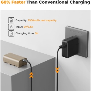 K&F NP-F550, Acumulator 3500mAh cu incarcare rapida prin USB-C
