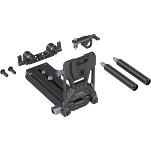 Placa V-Mount SmallRig 4323 rabatata la 180 de grade pentru acces facil la porturile din spatele camerei