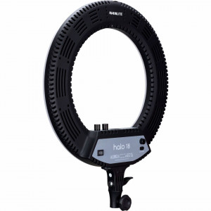 Vedere din spate în unghi a lămpii circulare LED Nanlite Halo 18 Bi-Color