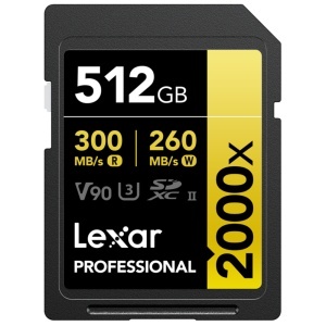 Lexar Professional 512GB, 2000x SDXC UHS-II, R300/W260, V90 - Card de Memorie
