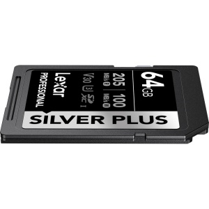 Lexar SDXC Pro Silver PLUS, Card de memorie SD 64GB, UHS-I, U3, R205/W100, V30