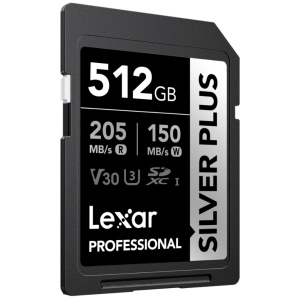 Lexar Silver Plus 512GB, SDXC UHS-I, R205W150, V30, U3, 1066x - Card de Memorie
