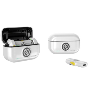 Microfon lavaliera wireless Hollyland Lark M2 Duo, versiune USB-C, 48KHz 24Bit, 300m raza actiune, Culoare Ivory White