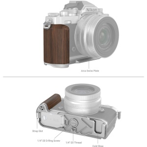 SmallRig 4803 Silver, Grip L din lemn pentru Nikon Zfc, Arca, Shoe Mount